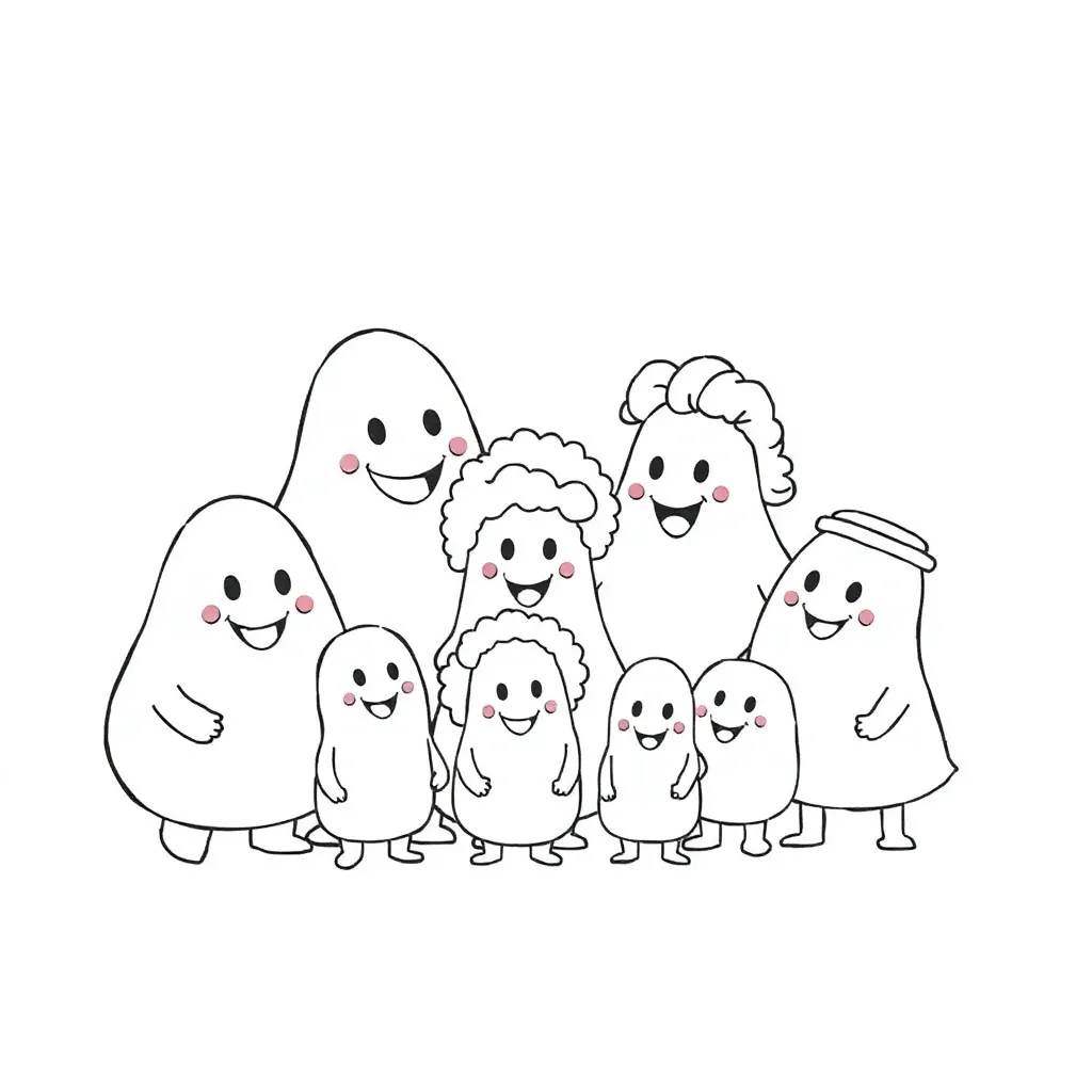 Barbapapa Familie Cartoon Roze Knuffelig coloring page for children