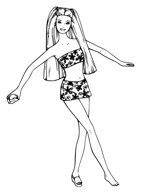 Barbie im Sommer Outfit coloring page for children