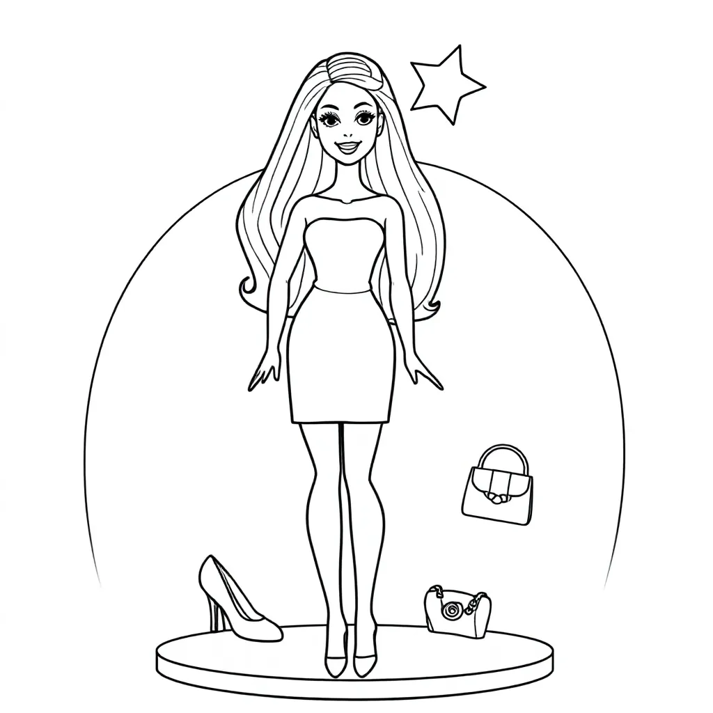 Barbie coloring page for kids