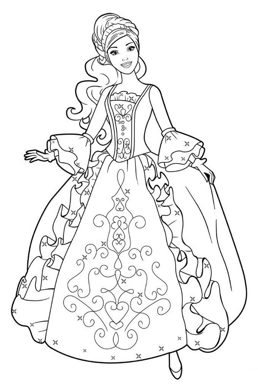 Barbie Prinzessin Kleid Detailliert coloring page for children