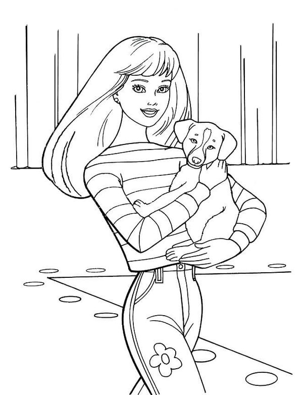 Barbie Puppy coloring page for children