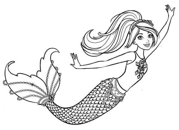 Barbie Sirena coloring page for children
