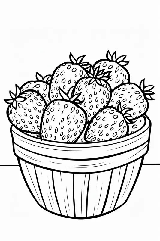 Basket Full Of Strawberries coloring page for children