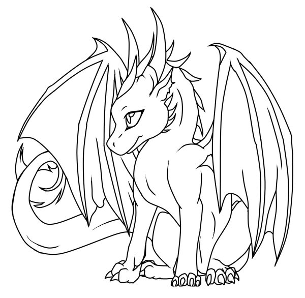Bébé dragon assis coloring page for children
