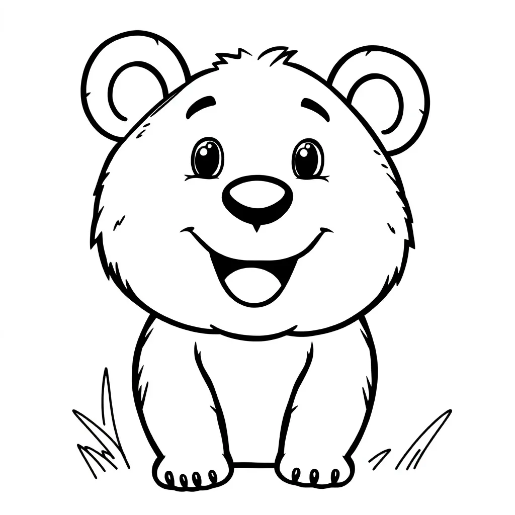 Beer Wilde Natuur Bos Schattig coloring page for children
