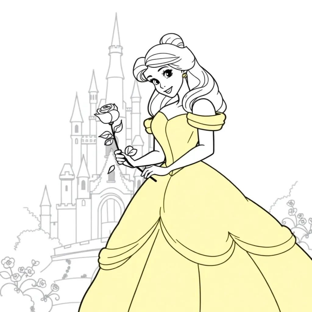 Belle Disney Prinses Schoonheid En Het Beest Sprookje Animatie coloring page for children