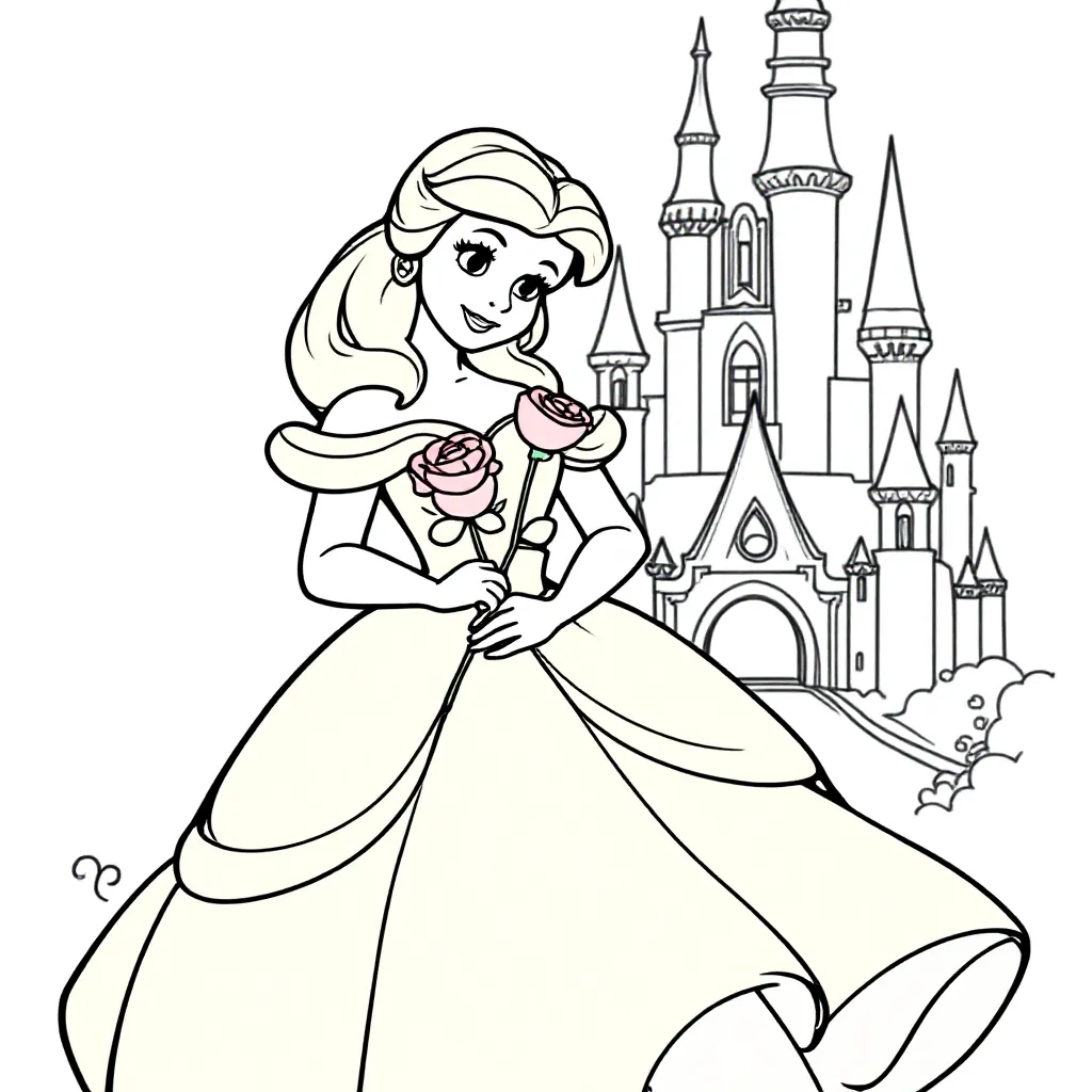 Belle Disney Prinses Schoonheid En Het Beest Sprookje Animatiefilm coloring page for children