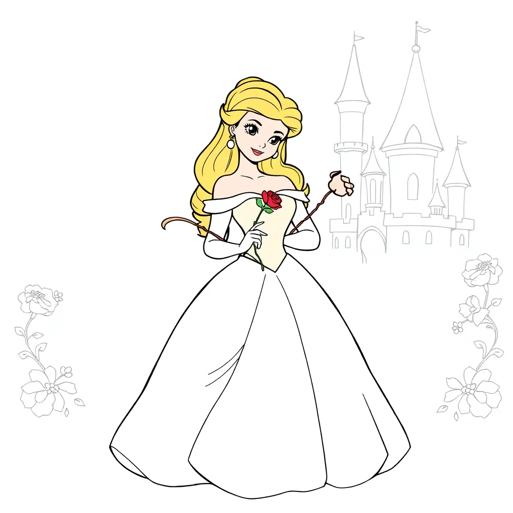 Belle Disney Prinses Sprookje Animatie Fantasie coloring page for children