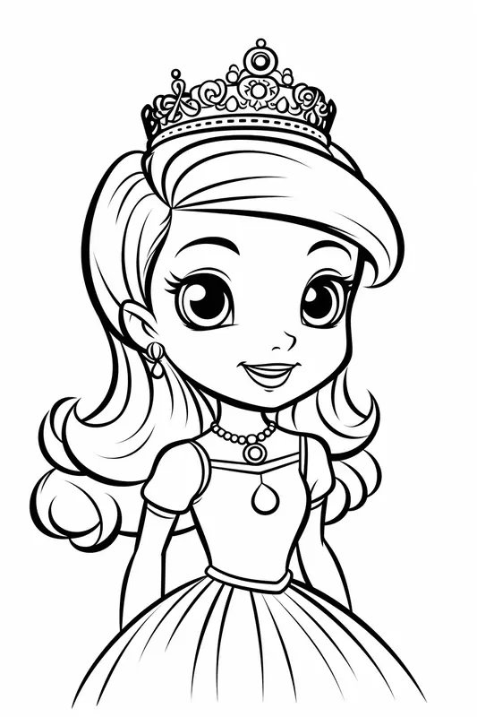 Belle Princesse aux Cheveux Longs coloring page for children