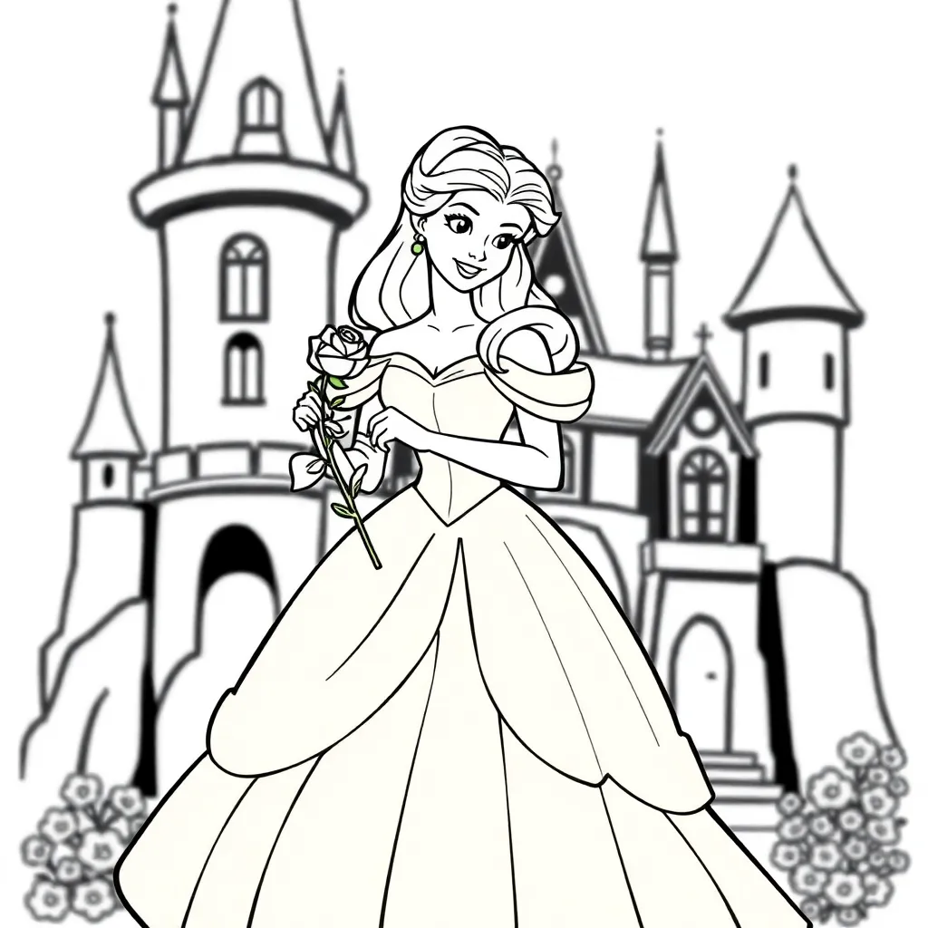 Belle Prinses Disney Klassiek Schoonheid Beest coloring page for children