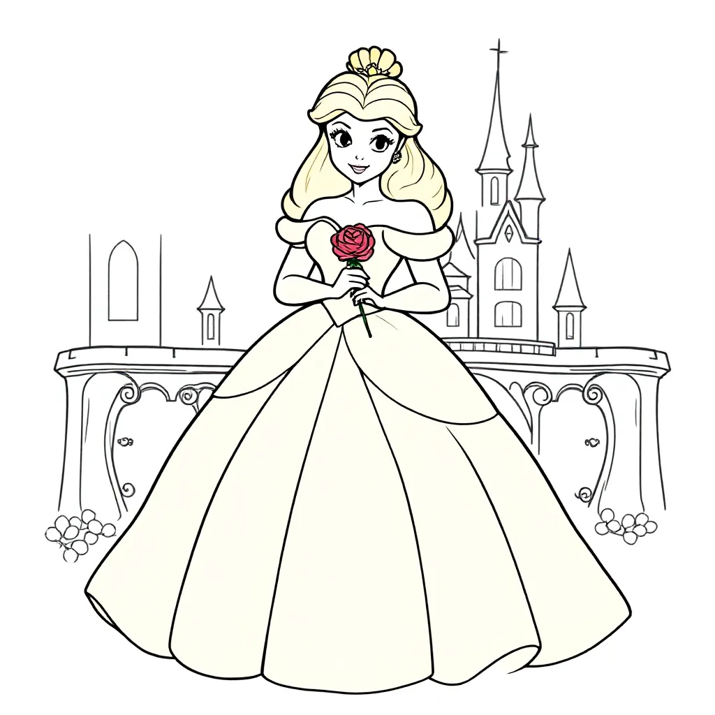 Belle Prinses Disney Klassiek Sprookje Animatiefilm Romantisch coloring page for children