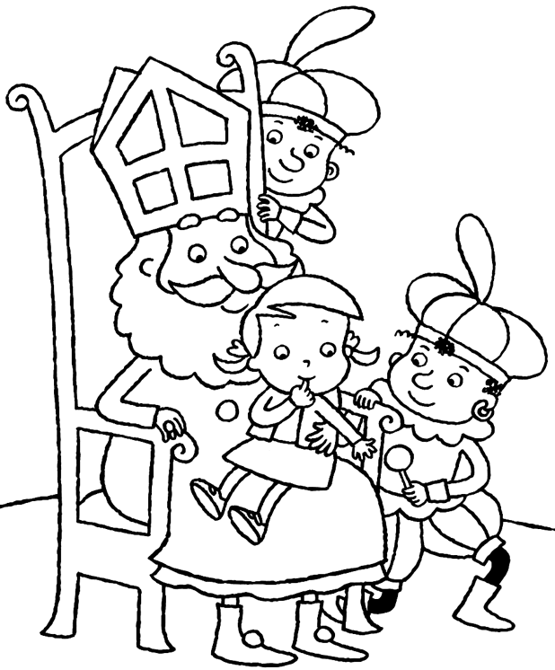 Bij Sint Op Schoot coloring page for children