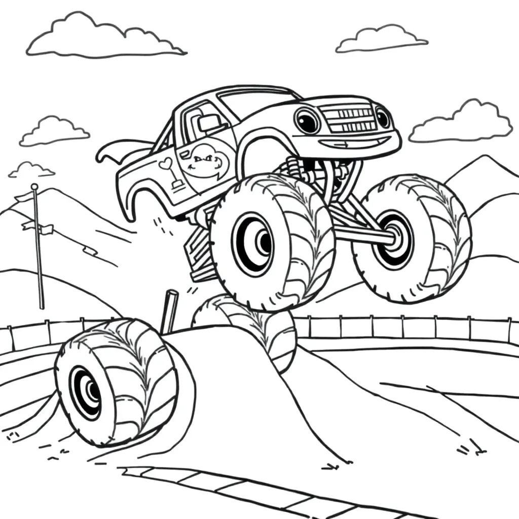 Blaze Monsterwielen Voertuig Avontuur Cartoon coloring page for children