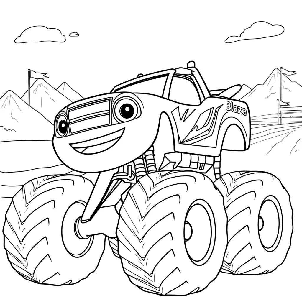 Blaze Monsterwielen Voertuig Avontuur Cartoon coloring page for children