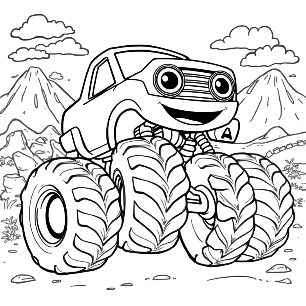 Blaze Monsterwielen Voertuigen Cartoon Avontuur coloring page for children