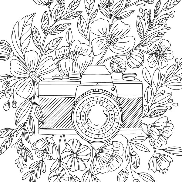 Bloemen Camera coloring page for children