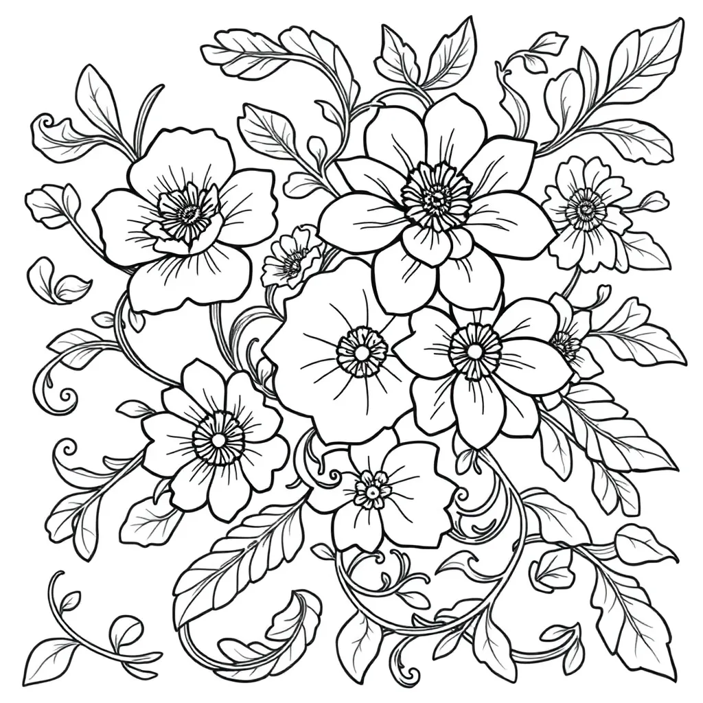 Bloemen Decoratief Gedetailleerd Ontspanning Creatief coloring page for children
