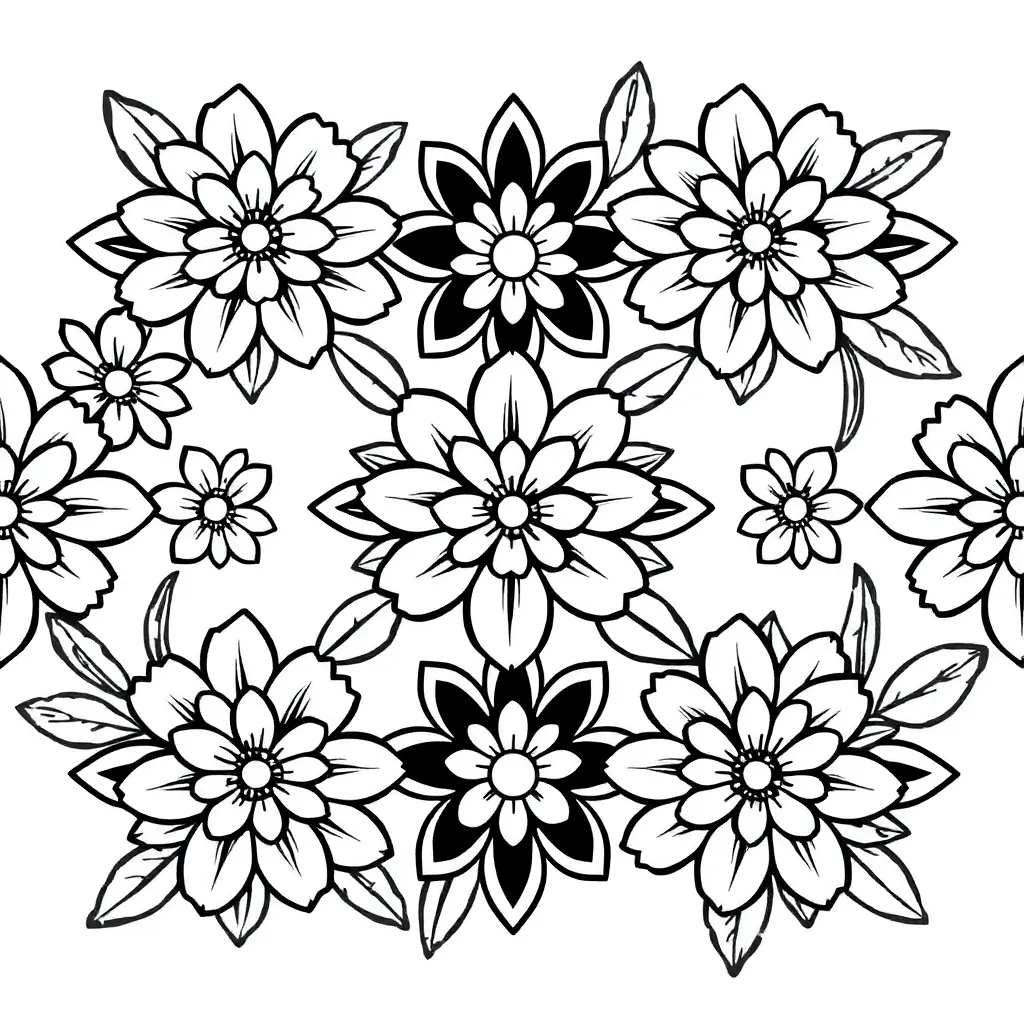Bloemen Natuur Gedetailleerd Ontspanning Creatief coloring page for children