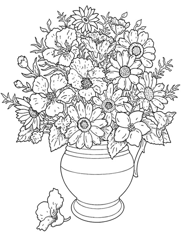 Bloemen Vaas coloring page for children