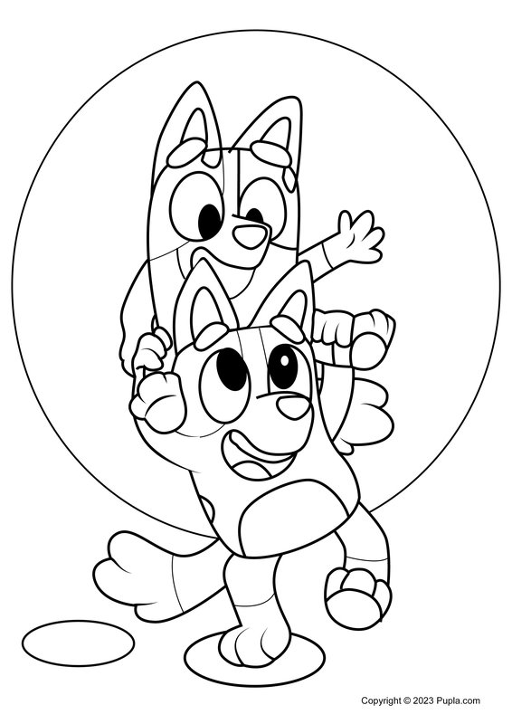 Bluey de levage Bingo coloring page for children