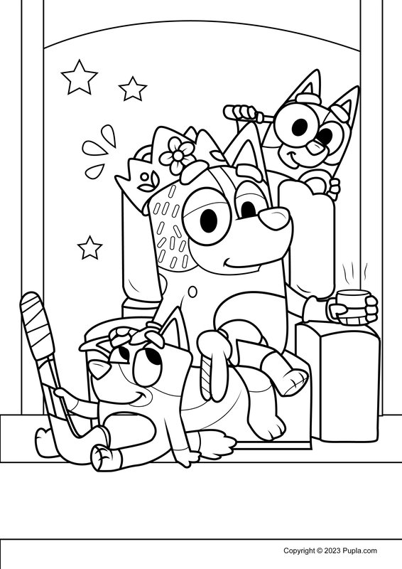 Bluey Family at Home coloring page for children