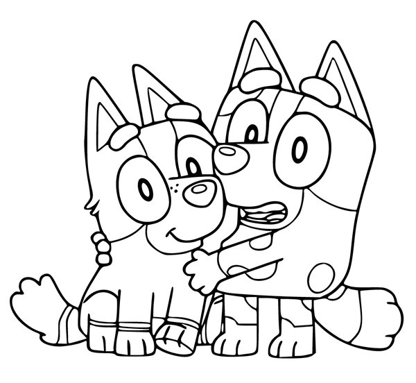 Bluey Muffin y Socks coloring page for children