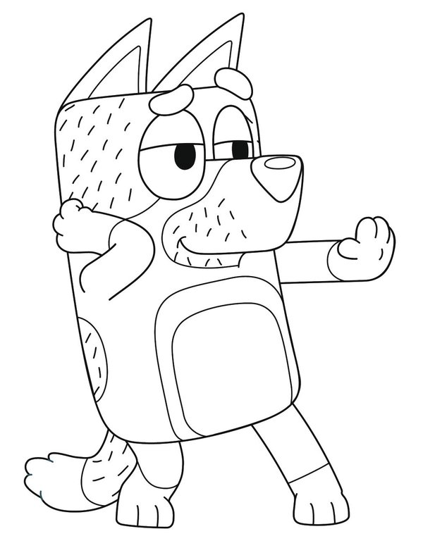 Bluey Padre Bandit Bailando coloring page for children