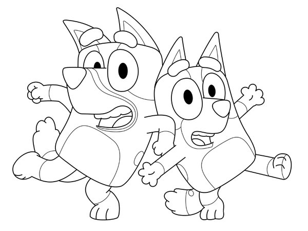 Bluey und Bingo sind albern coloring page for children