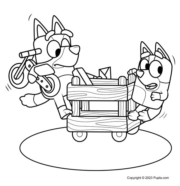 Bluey y el Bingo jugando coloring page for children