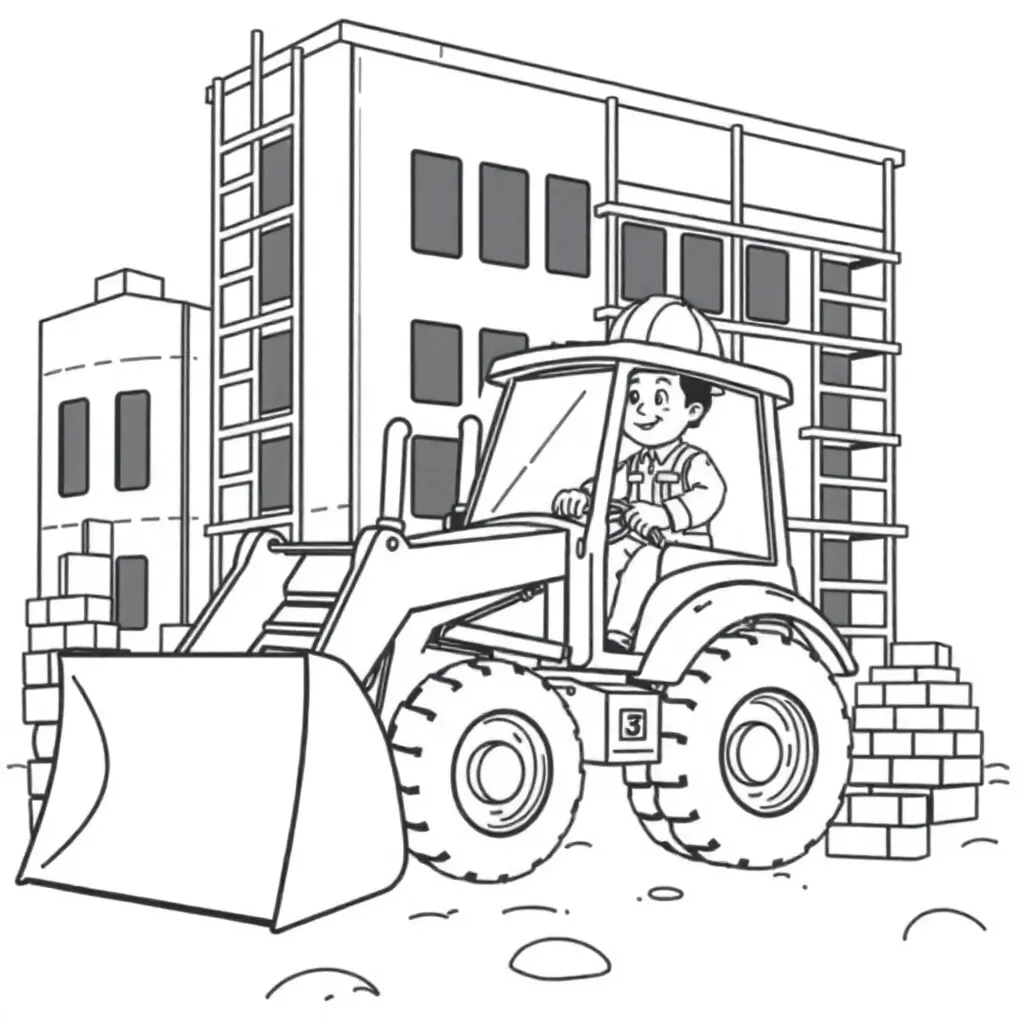 Bob Bouwer Graafmachine Constructie Creatief coloring page for children