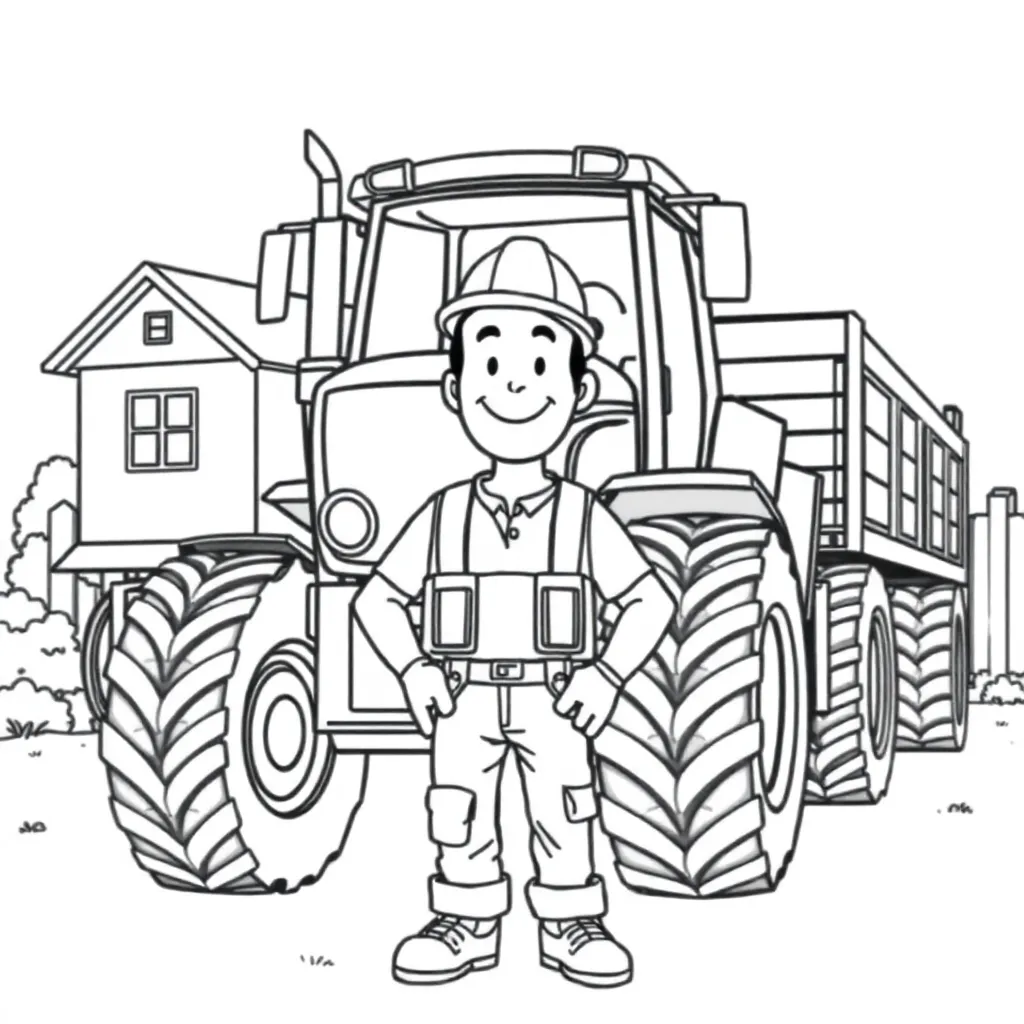 Bob De Bouwer Tractor Boerderij Constructie Gereedschappen coloring page for children