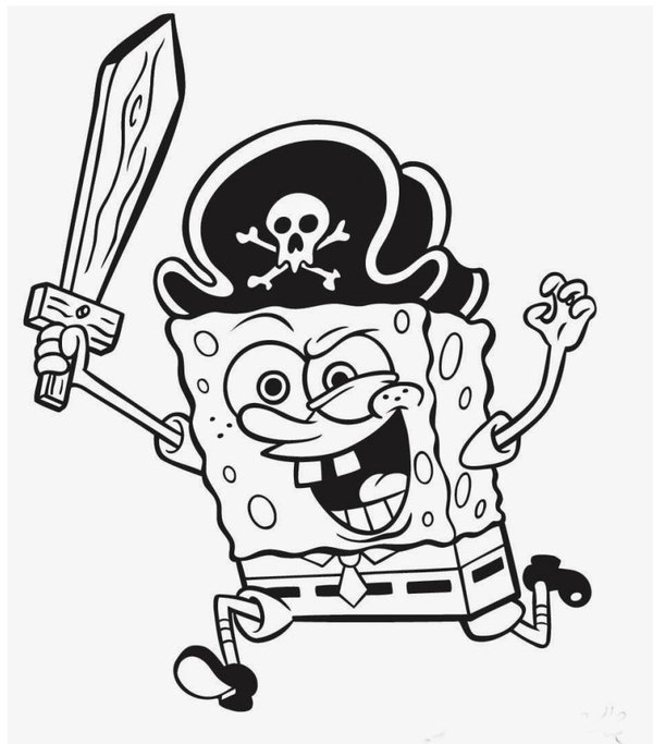 Bob Esponja Vestido De Pirata coloring page for children
