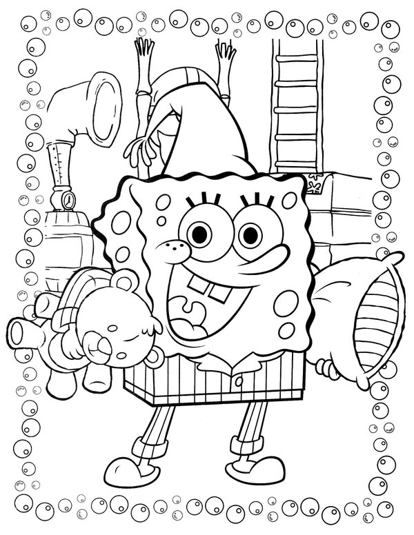 Bob L Eponge Pret Pour Le Lit coloring page for children