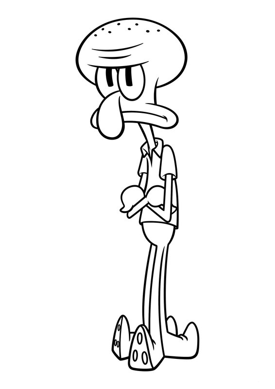 Bob L Eponge Squidward Grincheux coloring page for children