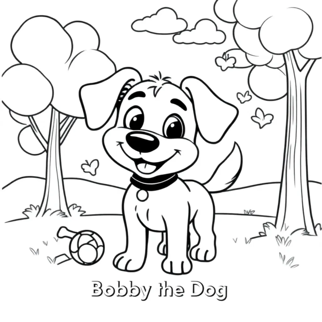 Feuille de coloriage gratuite Bobby le chien Feuille de coloriage pour enfants