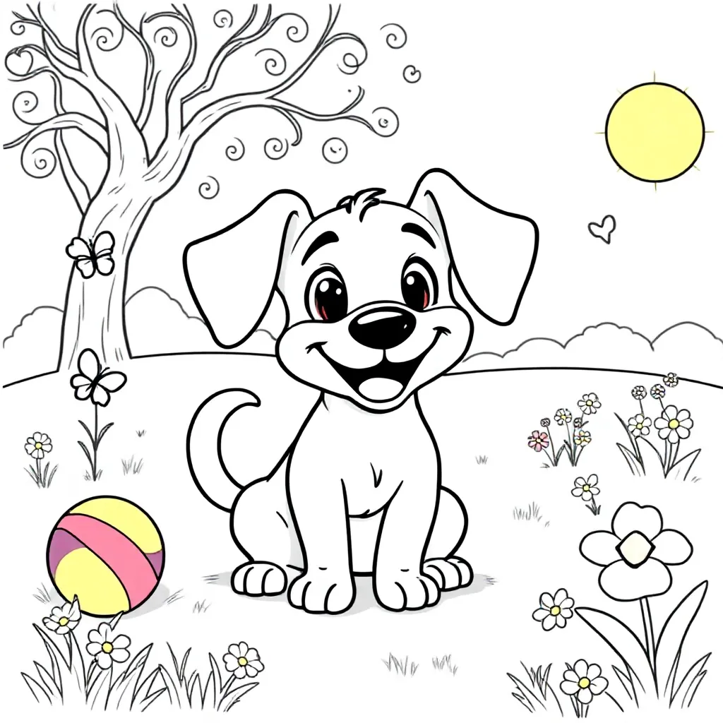 Feuille de coloriage gratuite Bobby le chien Feuille de coloriage pour enfants