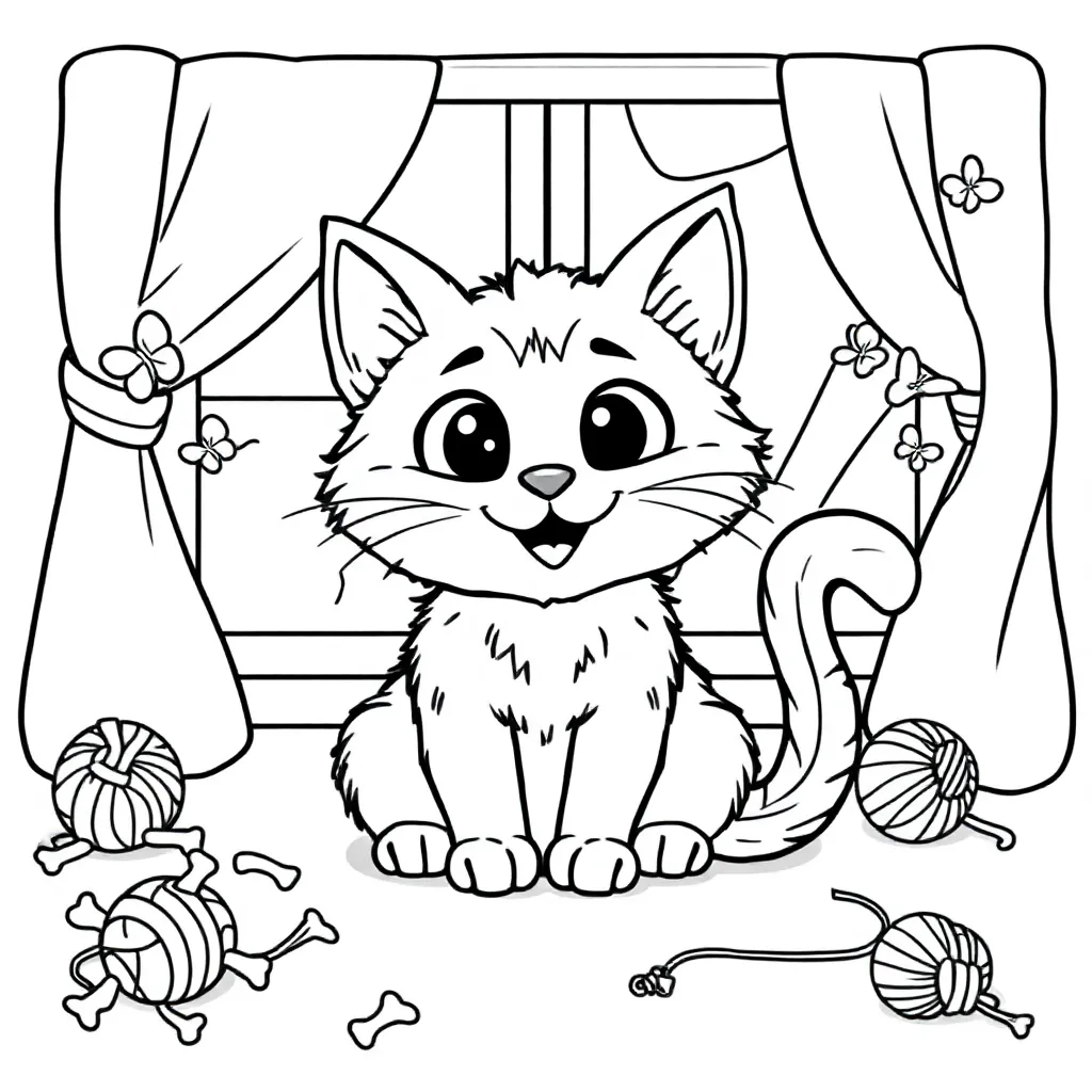 Bobby De Kat coloring page for children
