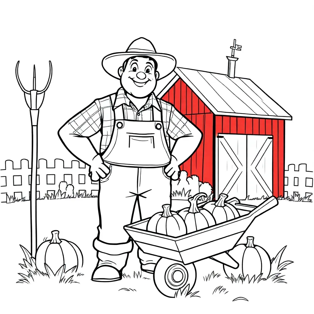 Plantilla de Coloreado Gratis del Granjero  Plantilla de Coloreado para Niños