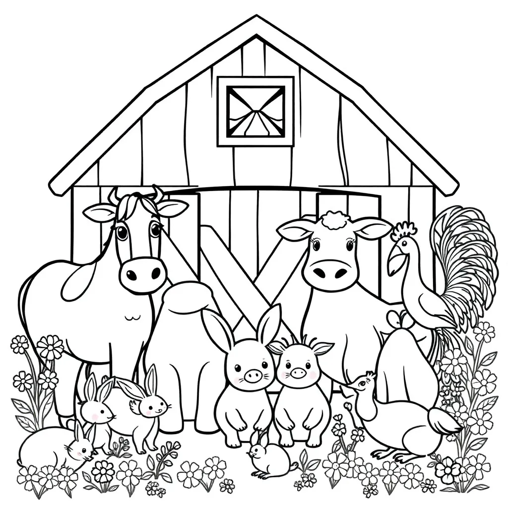 Boerderij Dieren Cartoon Educatief Vrolijk coloring page for children