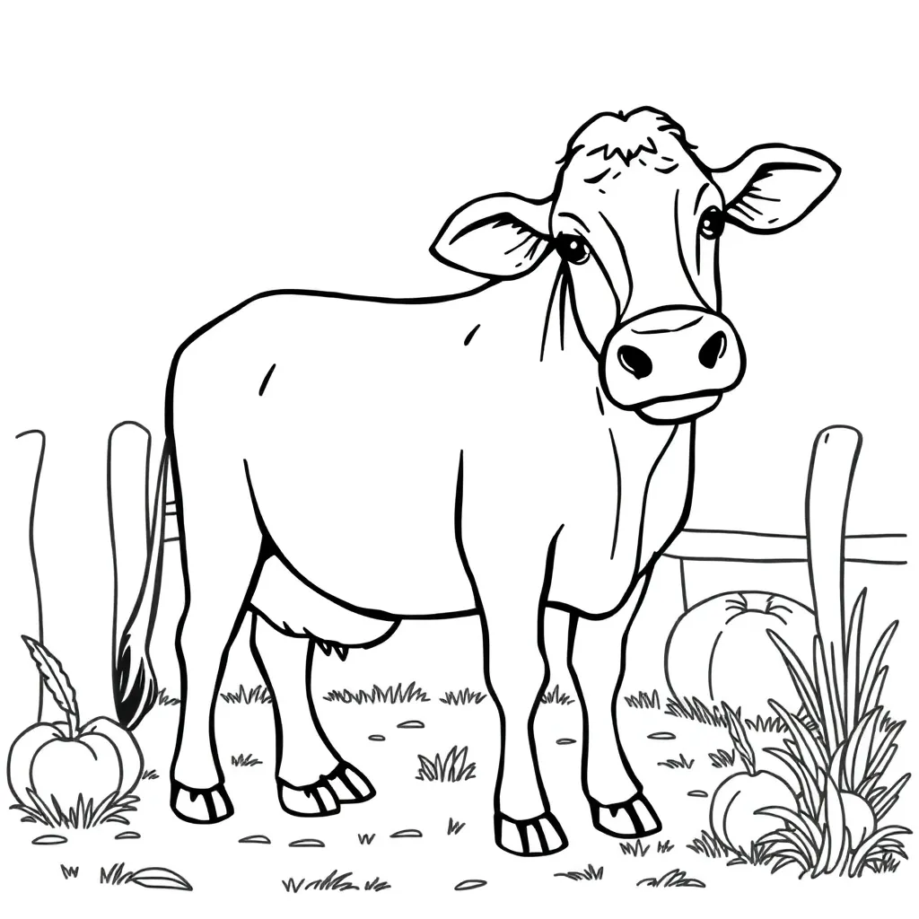 Free Farm Animal Coloring Page - Countryside Cozy Nature Coloring Sheet