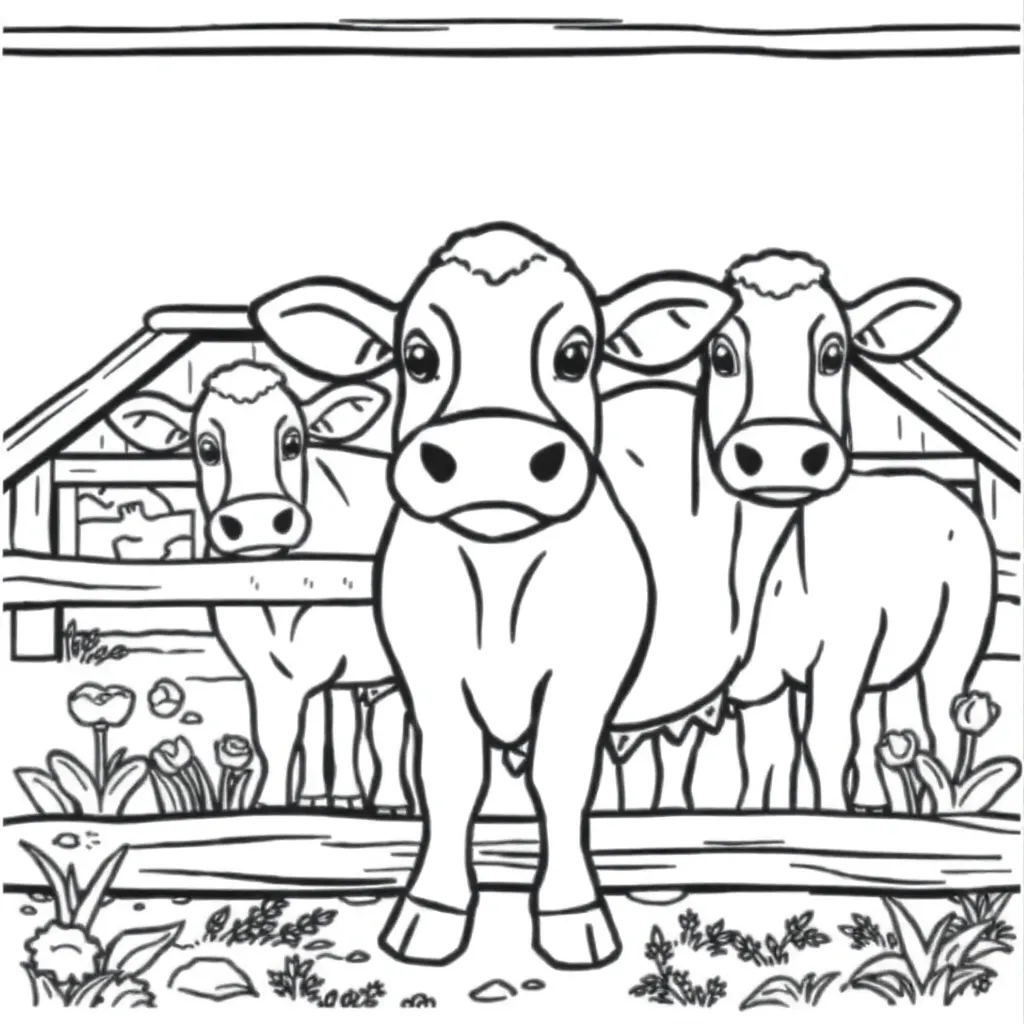Free Farm Animal Coloring Page - Countryside Cozy Nature Coloring Sheet