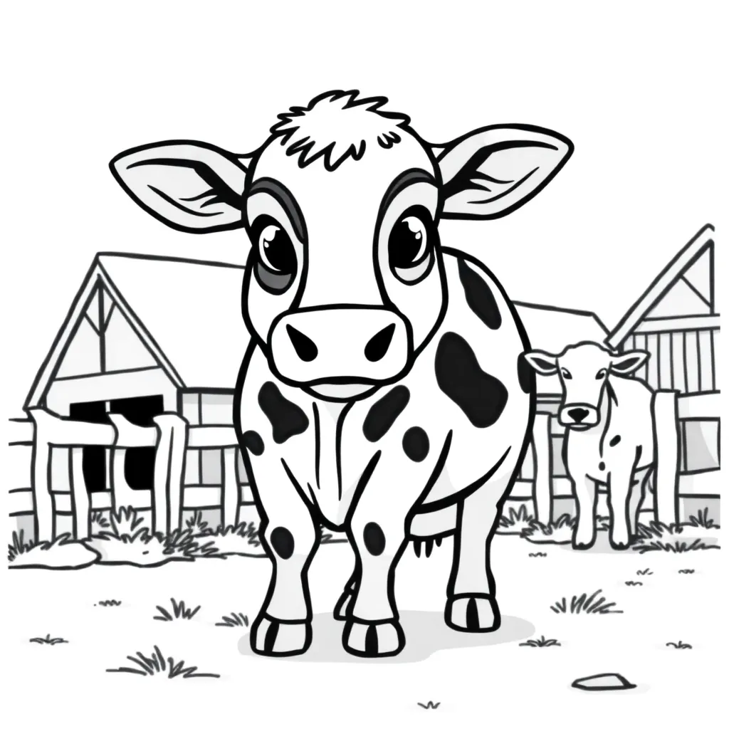 Boerderij Dieren Landelijk Schuur Tractor coloring page for children
