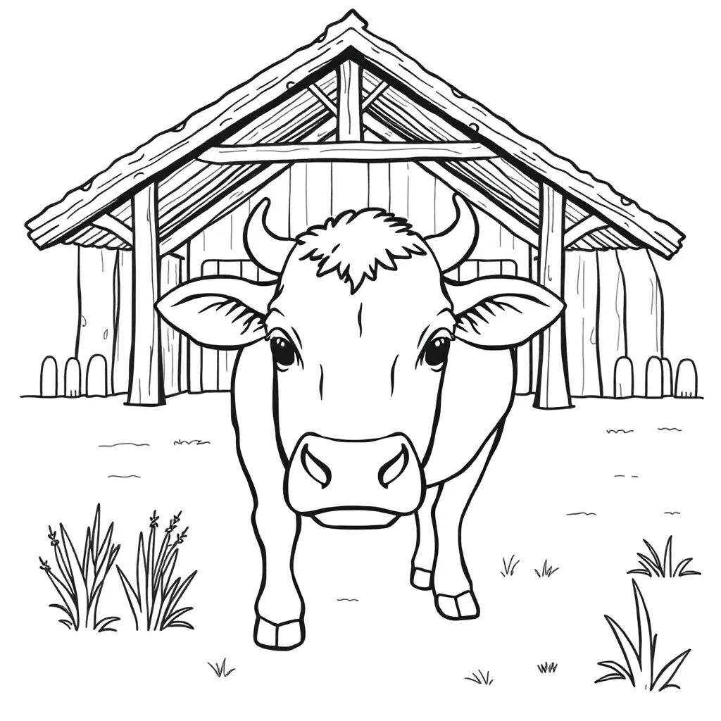 Boerderij Dieren Landelijk Schuur Tractor coloring page for children