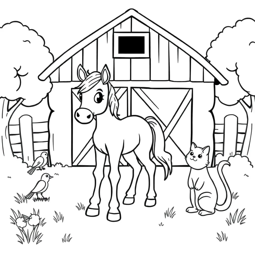 Boerderij Veulen Schattig Landelijk Dieren coloring page for children