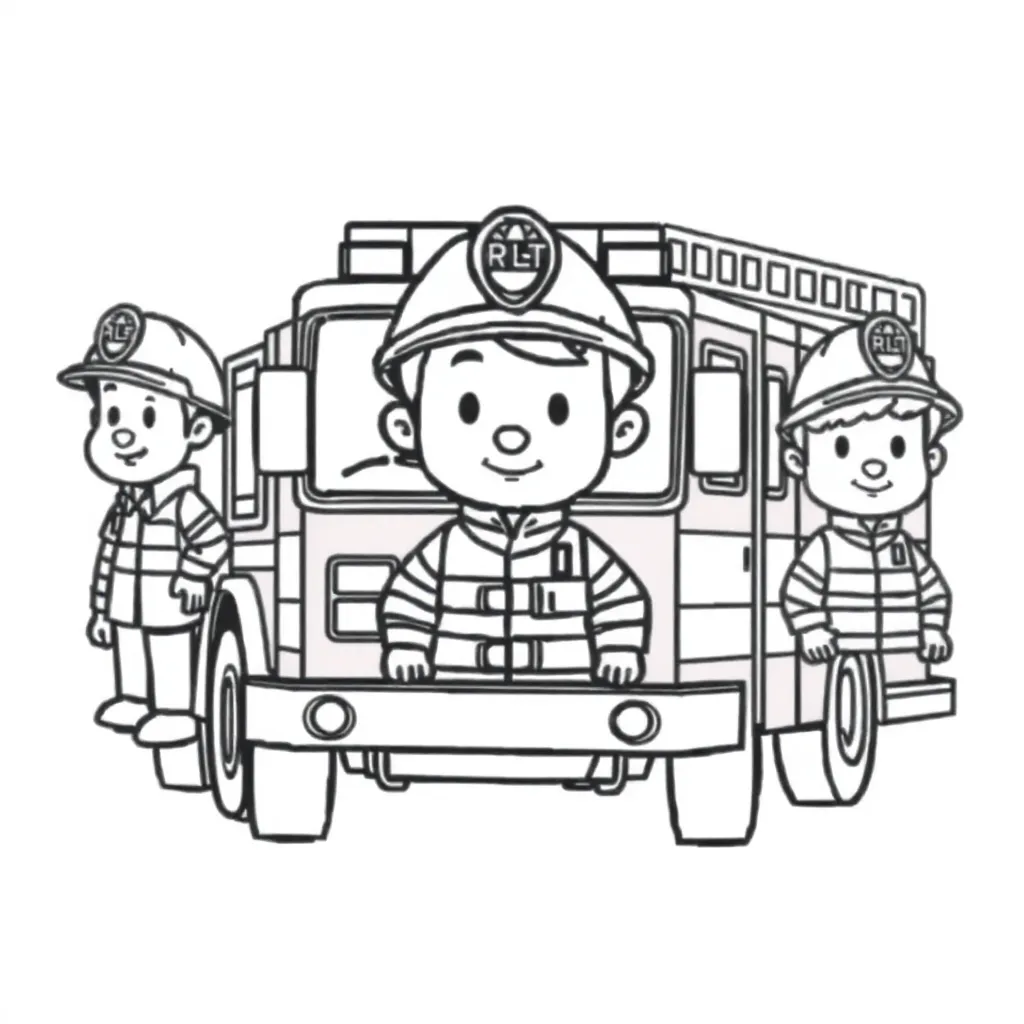 Brandweerman Sam Actie Redding Voertuig Cartoon coloring page for children