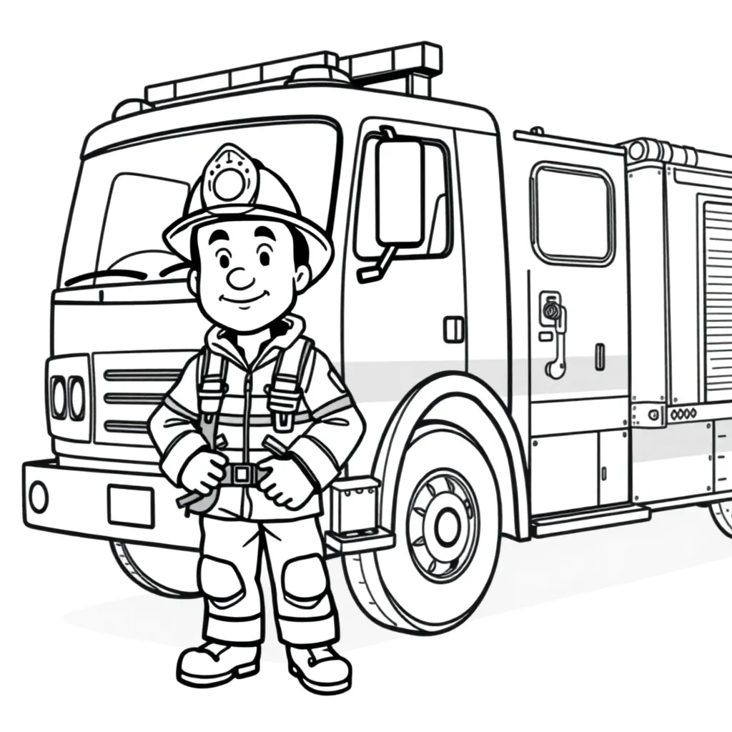 Brandweerman Sam Held Actie Redding Blusvoertuig coloring page for children