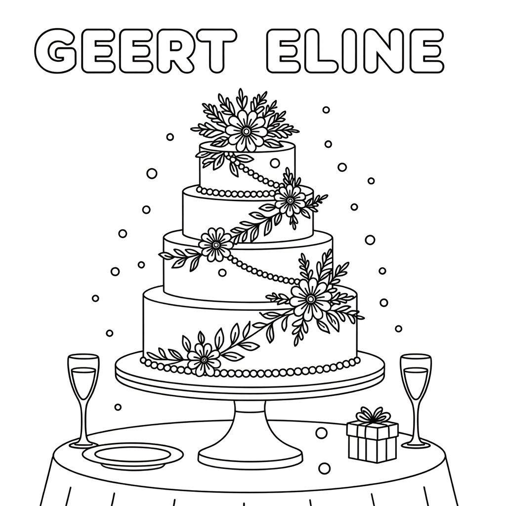 bruidstaart coloring page for children