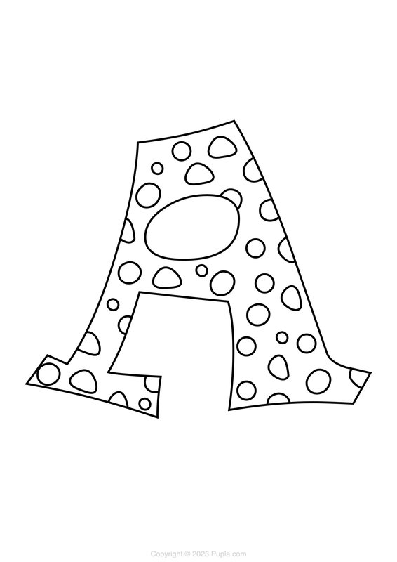 Buchstabe A mit Kieselsteinen coloring page for children
