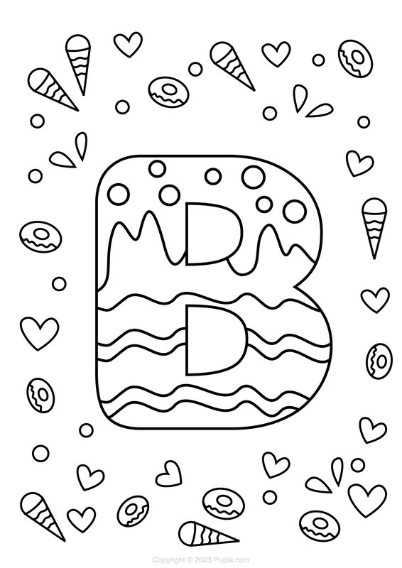 Buchstabe B Eiscreme-Stil coloring page for children