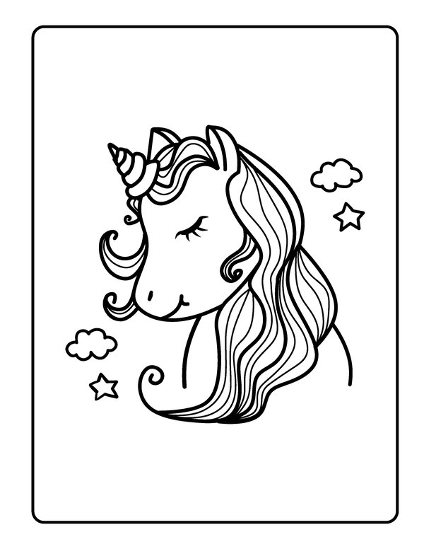 Cabeza De Unicornio Linda coloring page for children